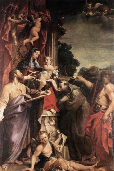 CARRACCI, Annibale Madonna Enthroned with St Matthew